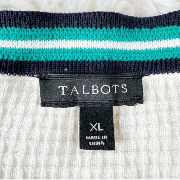 Talbots Woman Cream Knit Pearl Button Front Cardigan Sweater XL Coquette Classic - Picture 6 of 6